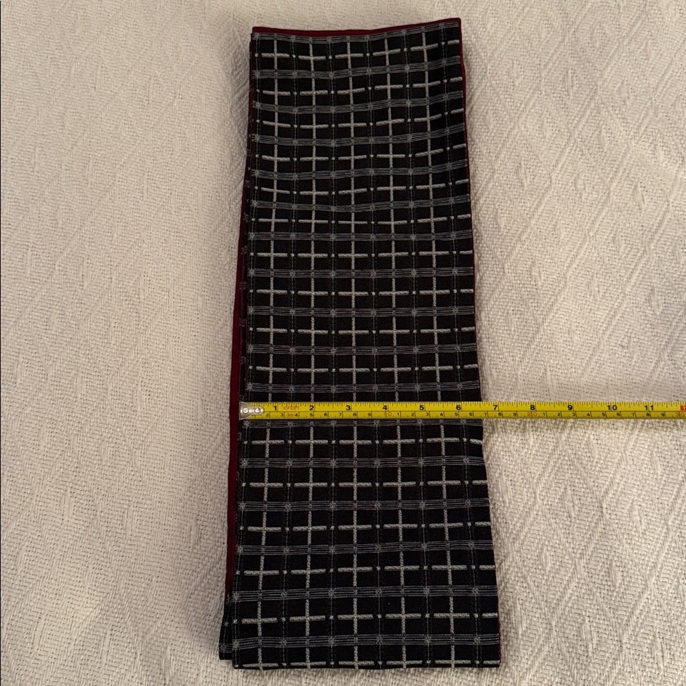 Black & Gray Plaid Japanese Hanaba Obi - Picture 3 of 6